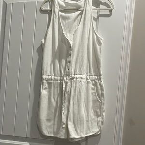 White waffle knit romper